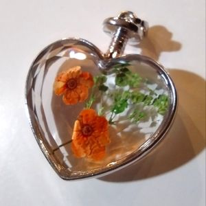 Pressed Heart Flower Pendant